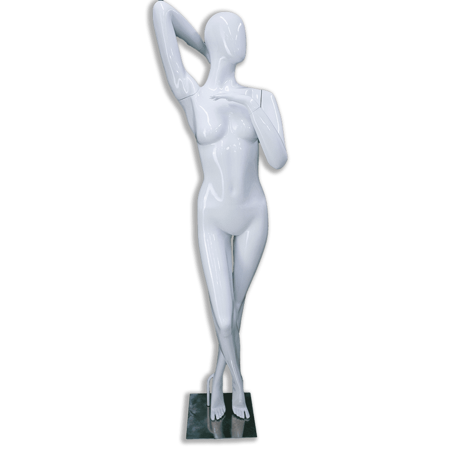 Imagem relacionada ao produto: Manequim De Fibra Feminino Perna Cruzada Branco